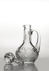 crystal carafe with closing on a light background