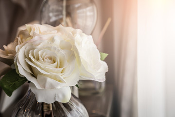 Beautiful spring flowers in a glass vase