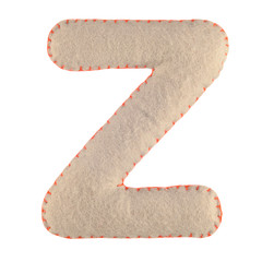 Z- letter from grey felt. Collection of colorful handmade English alphabet isolate on white...