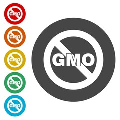 No GMO sign icons set 