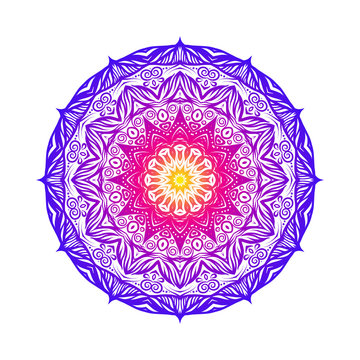 Vector Beautiful Deco Colored Mandala, Patterned Design Element