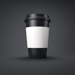 Blank black coffee cup. 3d rendering