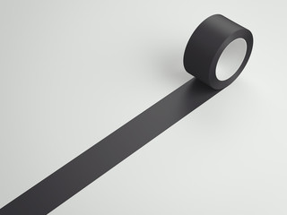 Roll of black sticky tape. 3d rendering