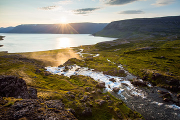 Fototapeta na wymiar Big Dynjandi waterfall in Iceland