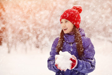 girl in the winter. teen outdoors