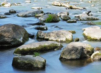 Fototapeta na wymiar water blur on the rocks