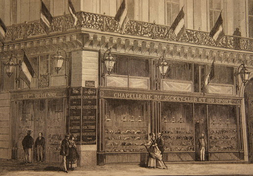Chapellerie du Jockey-club et du sport - Hippolyte de Henne - 11 boulevard des capucines à Paris en 1870