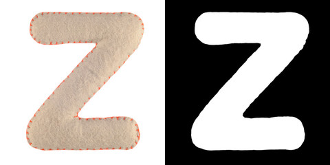 Z- letter from grey felt. Collection of colorful handmade English alphabet isolate on white...