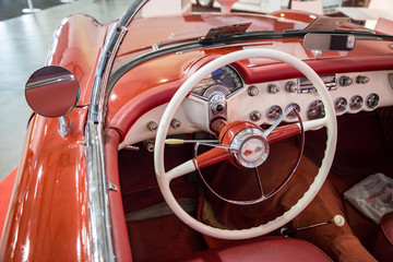 Dashboard of a vintage car.