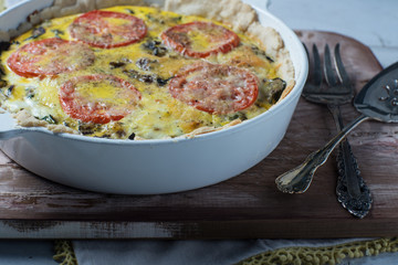 fresh egg cheese tomato quiche pie