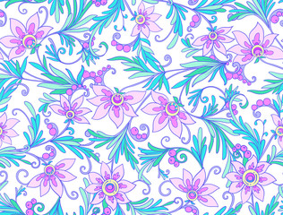 Fototapeta na wymiar Floral seamless pattern. Flower background. Floral seamless texture