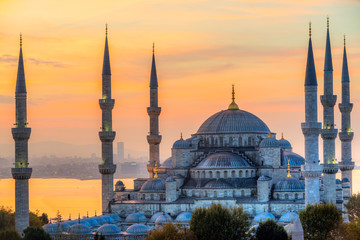 Plakat The Blue Mosque, (Sultanahmet Camii), Istanbul, Turkey.