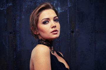 Fototapeta premium Irresistible deep regard of relaxed young good-looking female mo