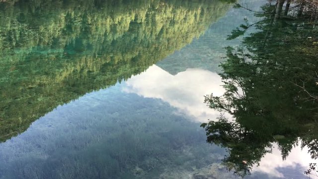 Beautiful landscape at Jiuzhaigou National Park  lake,pond and valley where is the UNESCO World Heritage in Sichuan , China in  Autumn  in November  located in  in  Tibetan-Qiang of Sichuan ,China