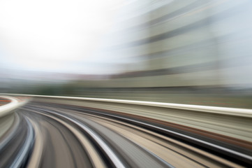 Fototapeta na wymiar Speed motion in urban highway road tunnel