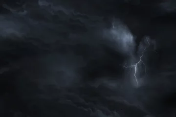 Gordijnen Dark Sky Lightning Storm © Tomasz Zajda