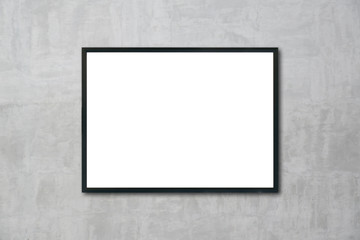 Mock up blank frame hanging on wall in room