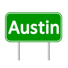 Austin green road sign