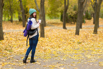 Fototapeta premium Woman in the autumn forest