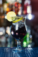 popular cocktail based on vodka, gin, tequila and rum - long Island.Classic alcohol cocktails, cocktails at the bar, alcoholic drinks, soft drinks, tasty cocktails