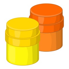 Paint cans icon. Cartoon illustration of paint cans vector icon for web design