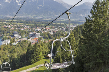 Fototapeta na wymiar Ski lift in Bled, Slovenia.
