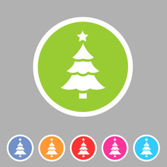 Obraz premium Christmas tree icon flat web sign symbol logo label