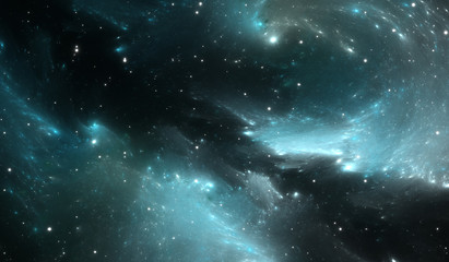 Panele Szklane Podświetlane  Kosmiczne tło z niebieską mgławicą i gwiazdami