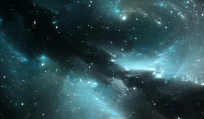 Weltraumhintergrund mit blauem Nebel und Sternen © Peter Jurik