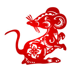 Zodiac Sign for Year of Rat, The Chinese traditional paper-cut art