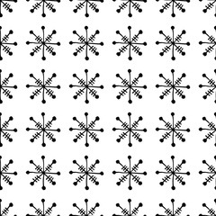 Seamless vector pattern. Black and white geometrical background with hand drawn decorative elements. Graphic illustration. Series of Hand Drawn Simple Geometrical vector Patterns.