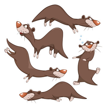 Set Cartoon Illustration. A Cute Otters for you Design