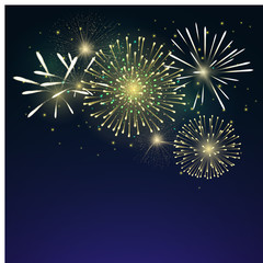 Vector background with colorful fireworks for design of posters and flyers for parties.
