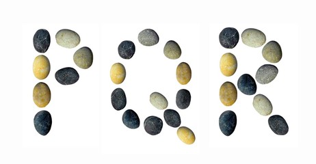 PQR letters made of pebbles.