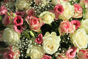 Bridal flower arrangement in pink and white