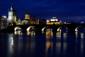 Fototapeta na wymiar Charles bridge night,Prague,Czech Republic,Europe