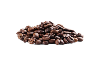 Roasted coffee beans isolated on a white