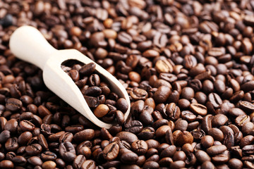 Brown roasted coffee beans background