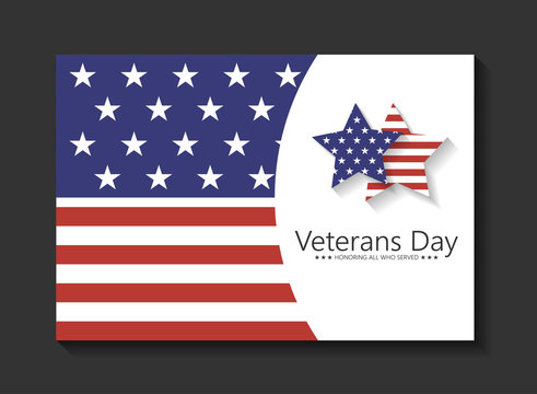 Vector illustration Veteran's day poster template Stars with U.S.A