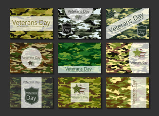 Template brochure Veteran's Day in color khaki
