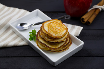 Homemade apple pancakes with cinnamon