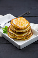 Homemade pancakes. Rustic style.