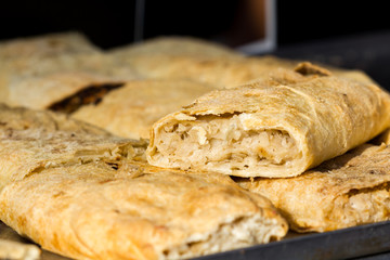 Strudel with cabbage filling.