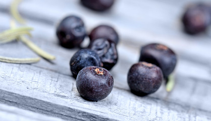 Group of juniper on wooden table