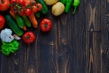 Healthy food and copy space, fresh vegetables