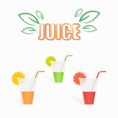 Flat illustration of glass of natural fresh juice.