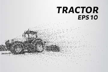 Fototapeta na wymiar Tractor of the particles. The tractor breaks down into small circles and dots. Vector illustration