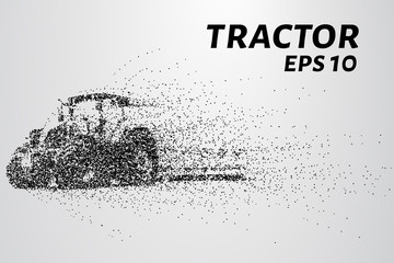 Naklejka premium Tractor of the particles. The tractor consists of small dots and circles. Vector illustration