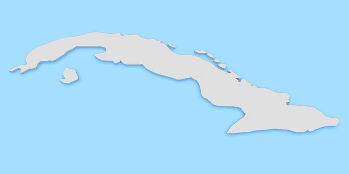 3d Illustration of Cuba Map Isolated On Blue Background