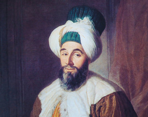 Portrait of Ottoman official - painting created in 1742 - obrazy, fototapety, plakaty